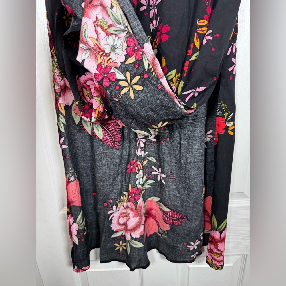 Lulus Black Floral Midi Skirt Side Slits Flowy A-Line Size S - Picture 5 of 7